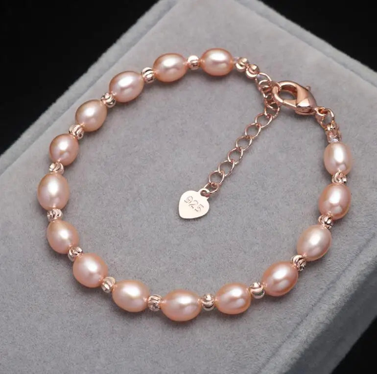 Lyra Natural Freshwater Pearl Adjustable Rice Bead Bracelet