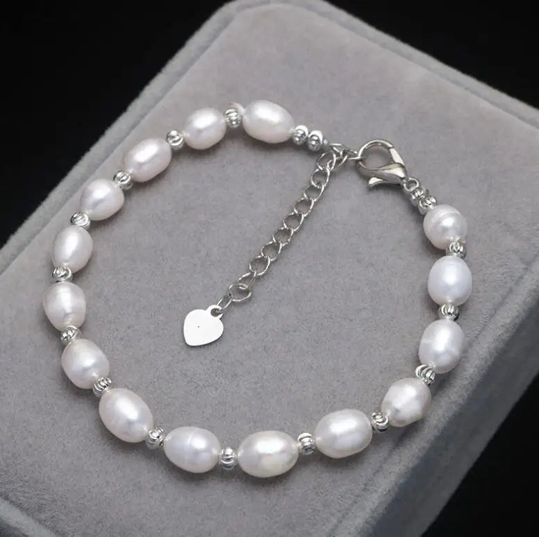 Lyra Natural Freshwater Pearl Adjustable Rice Bead Bracelet