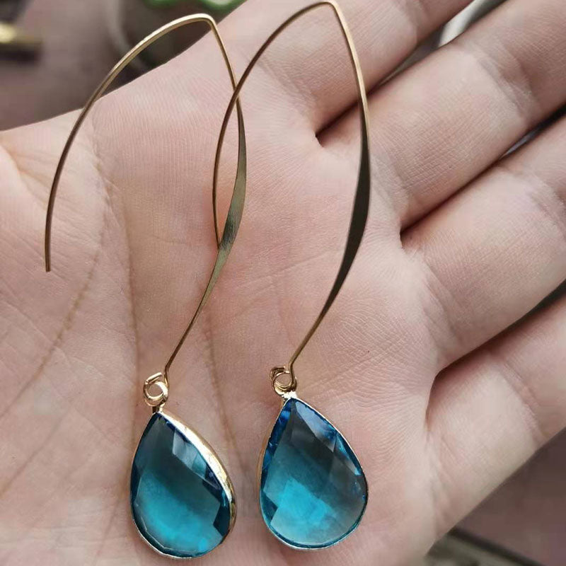 Champagne Crystal Teardrop Bridesmaid Drop Earrings