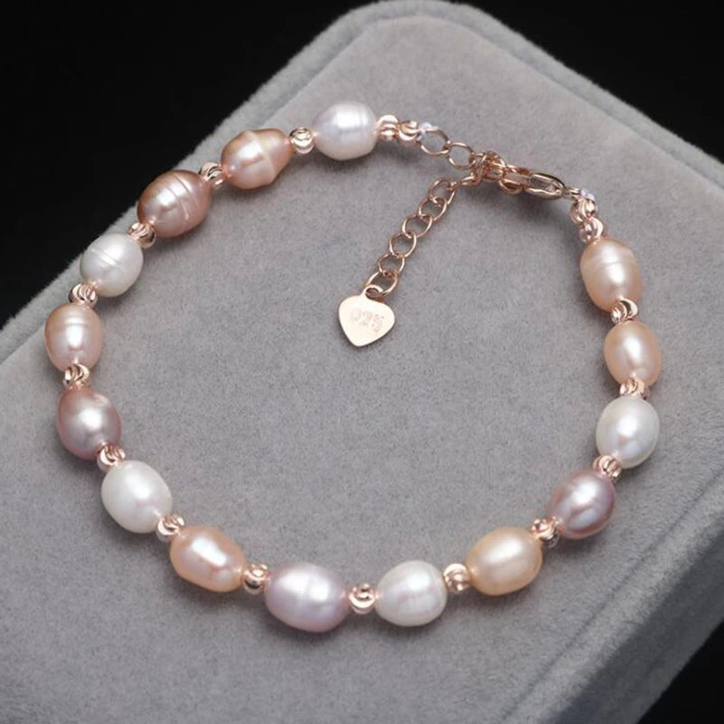 Lyra Natural Freshwater Pearl Adjustable Rice Bead Bracelet