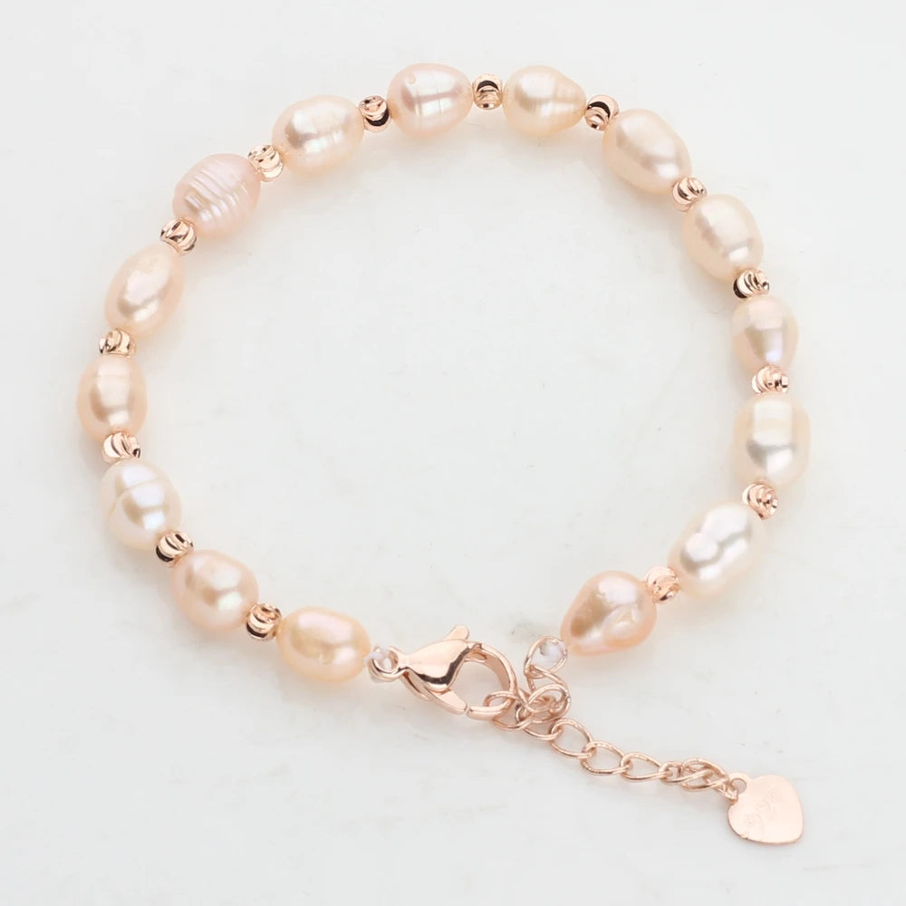 Lyra Natural Freshwater Pearl Adjustable Rice Bead Bracelet