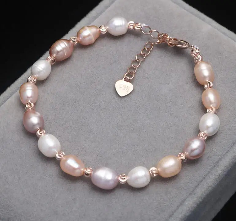 Lyra Natural Freshwater Pearl Adjustable Rice Bead Bracelet