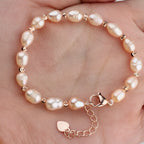 Lyra Natural Freshwater Pearl Adjustable Rice Bead Bracelet