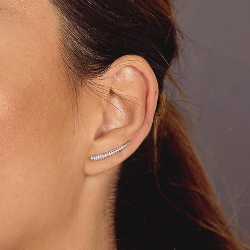 Vintage Geometric CZ Gold & Silver Plated Ear Climber Earrings