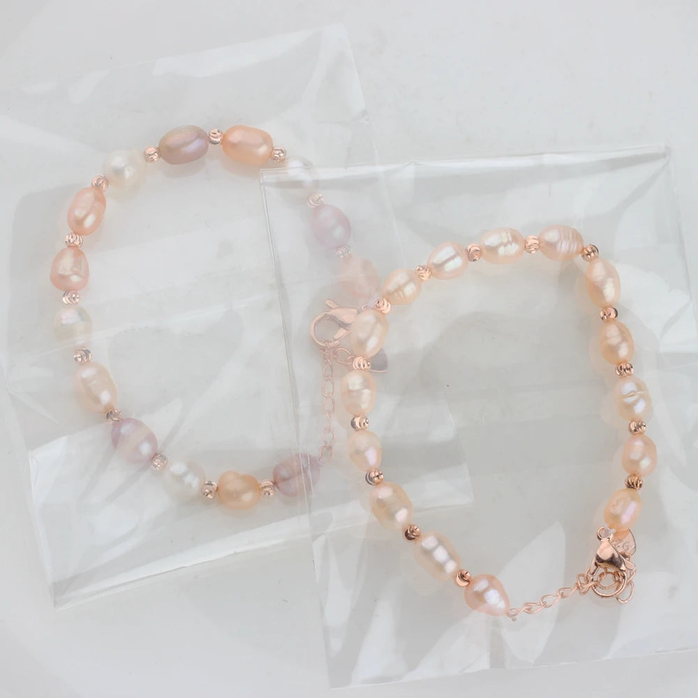 Lyra Natural Freshwater Pearl Adjustable Rice Bead Bracelet