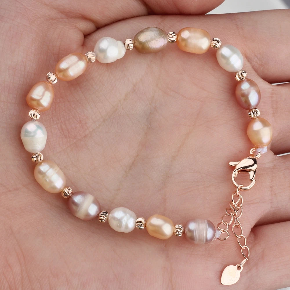 Lyra Natural Freshwater Pearl Adjustable Rice Bead Bracelet