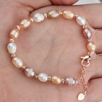 Lyra Natural Freshwater Pearl Adjustable Rice Bead Bracelet