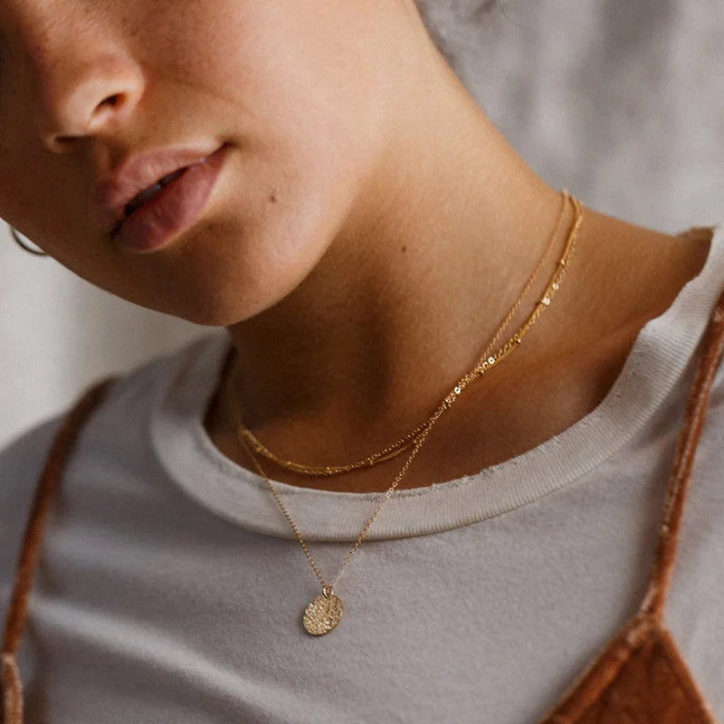 Cascading Gold Multi-Tier Link & Pendant Layered Necklace