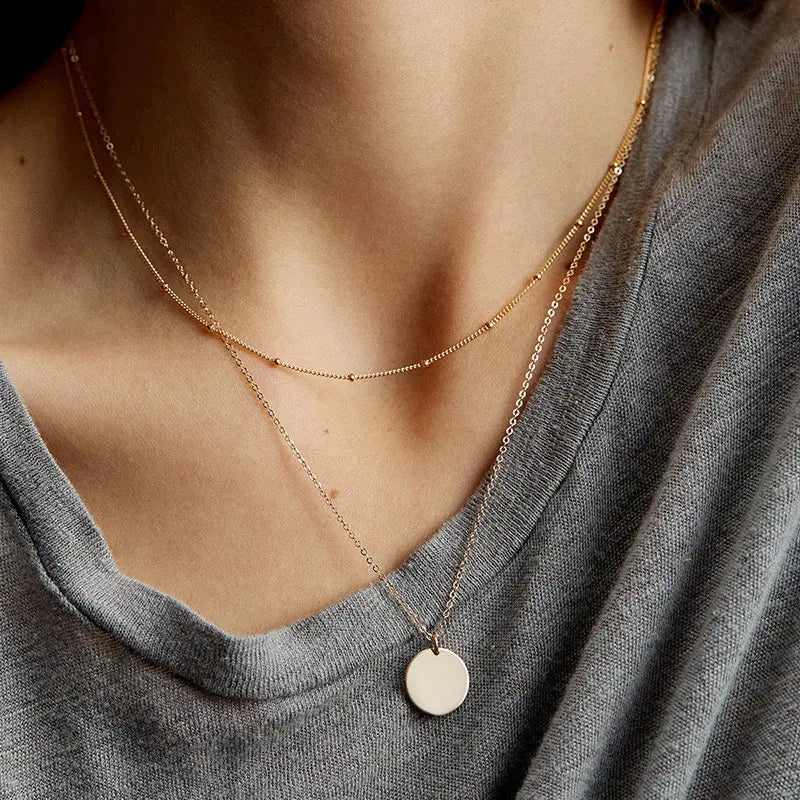 Cascading Gold Multi-Tier Link & Pendant Layered Necklace