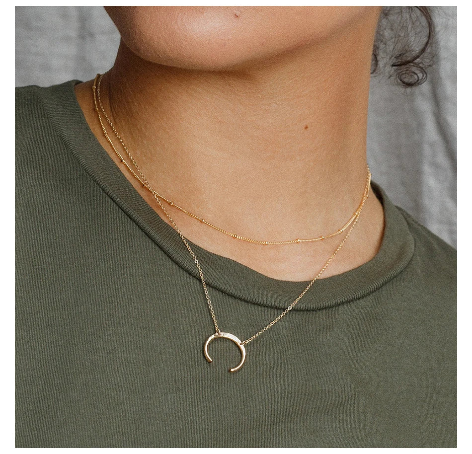 Cascading Gold Multi-Tier Link & Pendant Layered Necklace