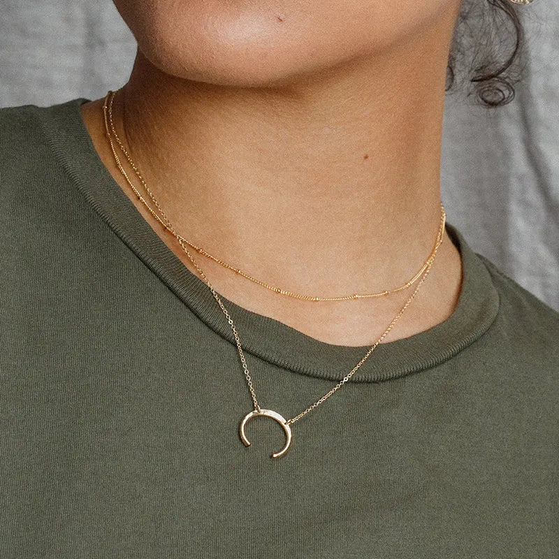 Cascading Gold Multi-Tier Link & Pendant Layered Necklace