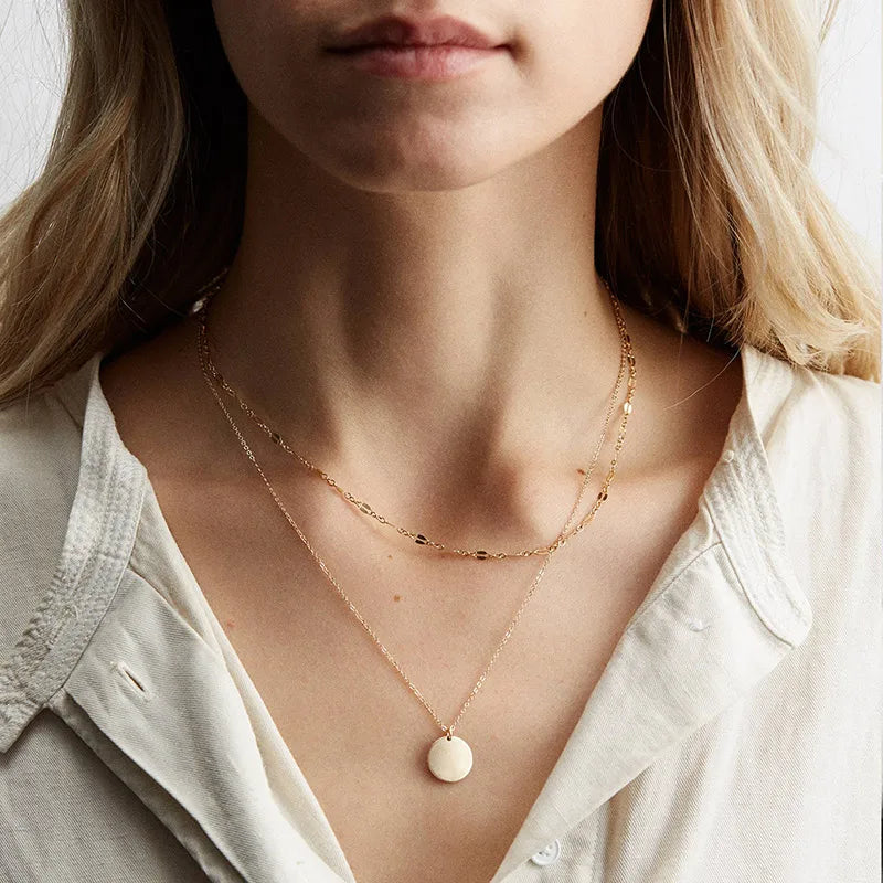 Cascading Gold Multi-Tier Link & Pendant Layered Necklace