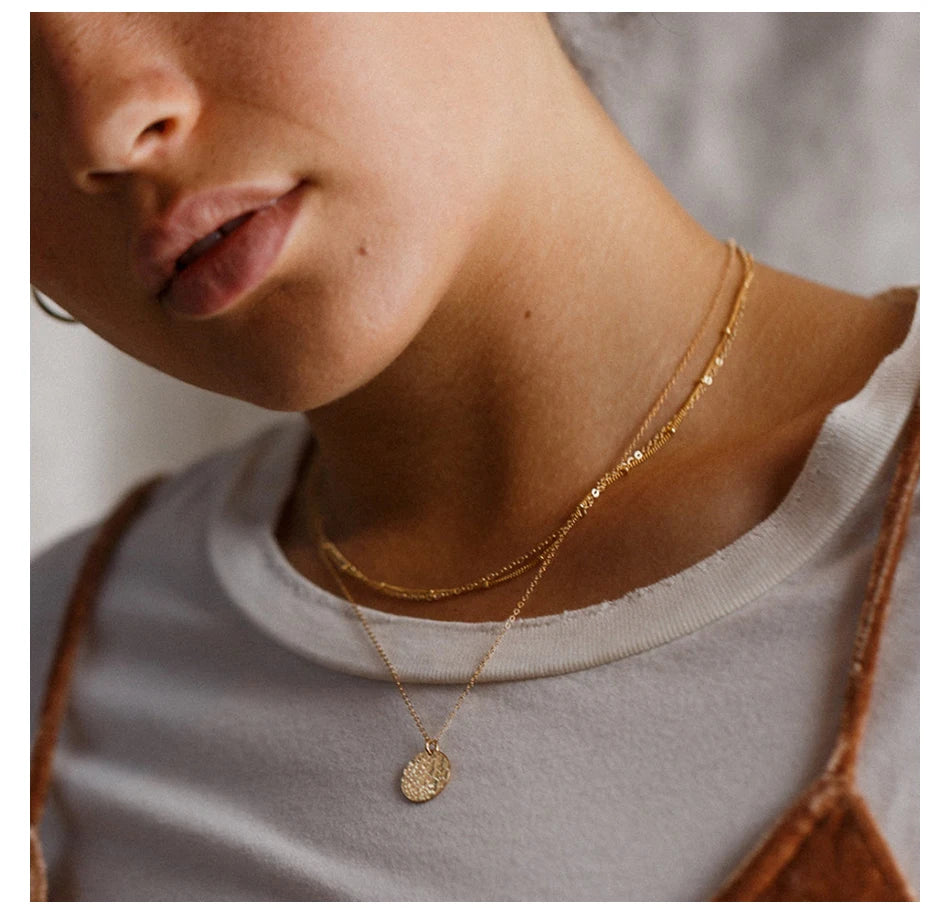 Cascading Gold Multi-Tier Link & Pendant Layered Necklace