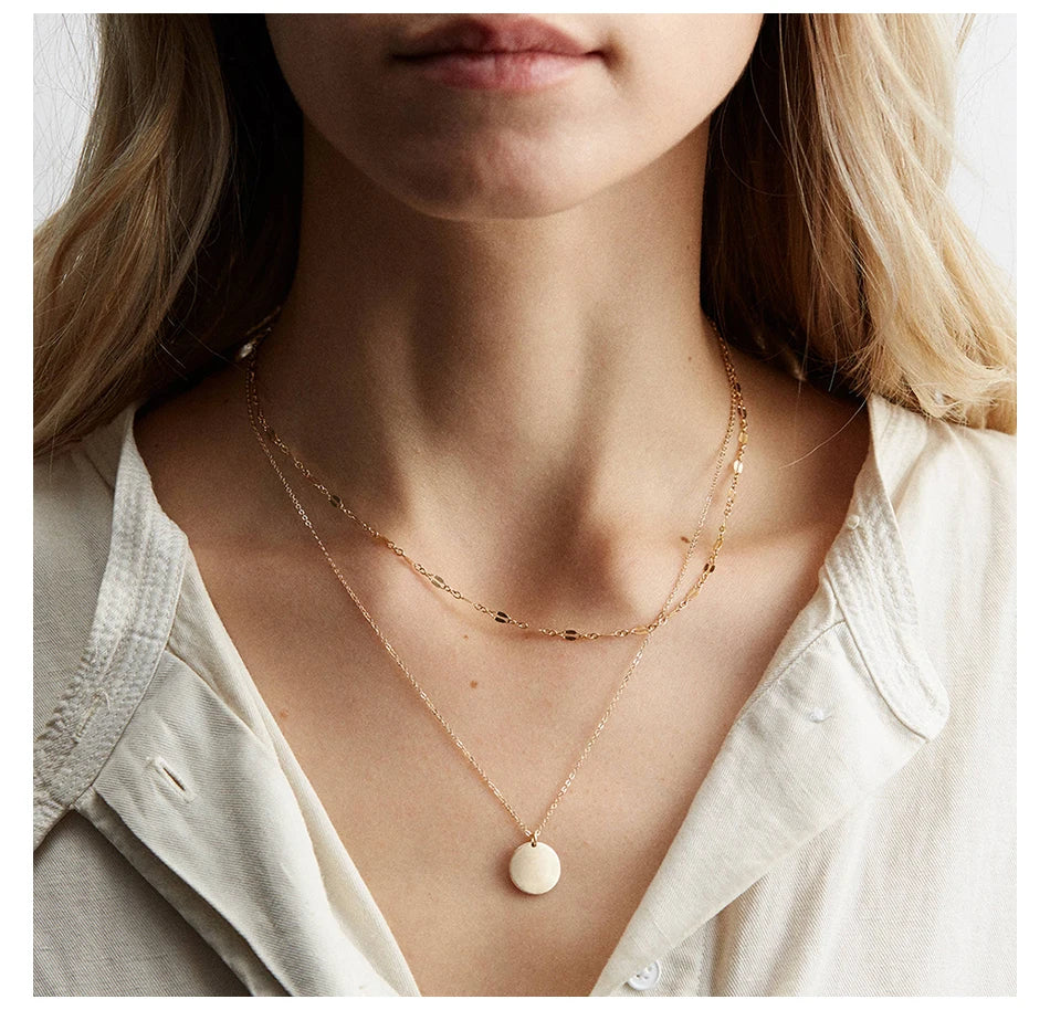 Cascading Gold Multi-Tier Link & Pendant Layered Necklace