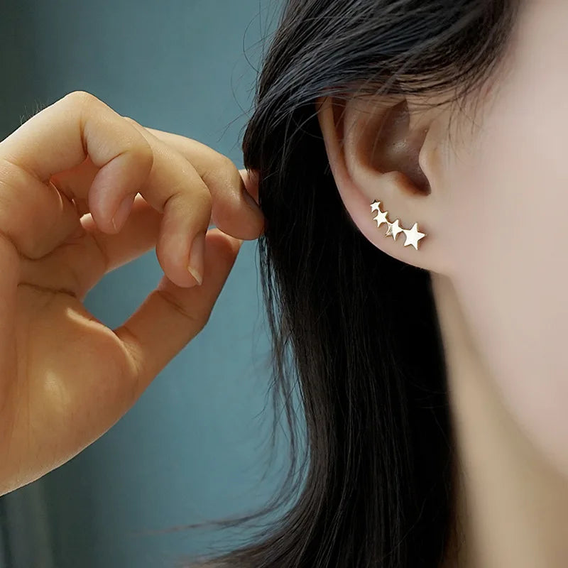 Hypoallergenic Star Sequence Ear Climber Earrings