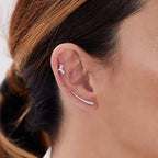 Vintage Geometric CZ Gold & Silver Plated Ear Climber Earrings