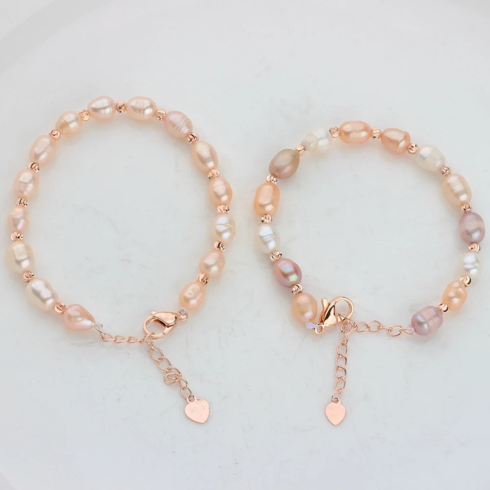 Lyra Natural Freshwater Pearl Adjustable Rice Bead Bracelet