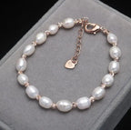 Lyra Natural Freshwater Pearl Adjustable Rice Bead Bracelet