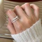 Irregular Shell Overlapping 925 Sterling Silver Ring