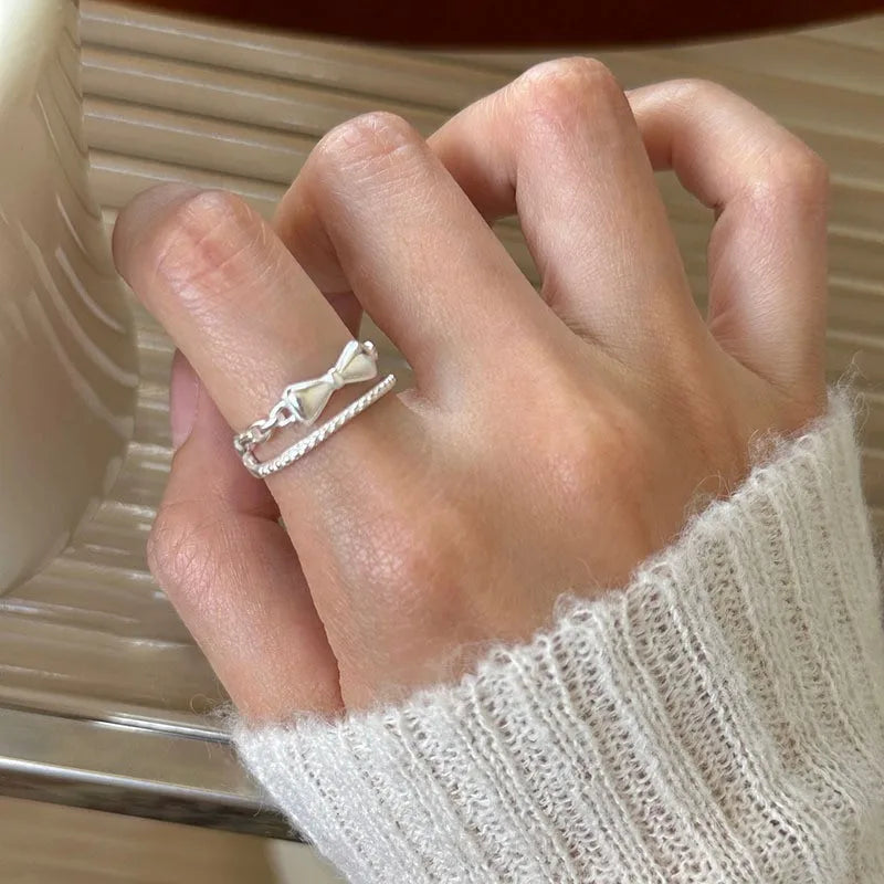 Irregular Shell Overlapping 925 Sterling Silver Ring