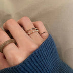 4-Piece Colorful Bead & Irregular Line Ring Set
