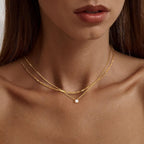 Gold Plated Solitaire Accent Choker Necklace