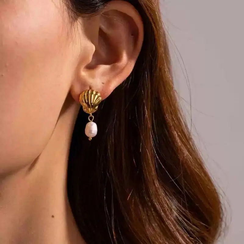 925 Silver Needle Pearl Huggie Hoop Earrings