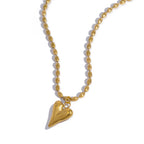 18K Gold Plated Stainless Steel Heart Bead Chain Necklace