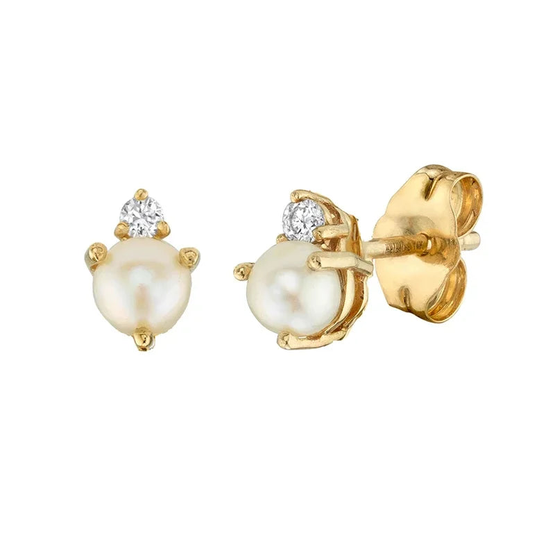 925 Silver Needle Pearl Huggie Hoop Earrings