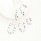3-Pair Geometric Square Stainless Steel Hoop Earring Set