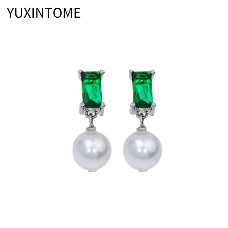 925 Silver Needle Pearl Huggie Hoop Earrings