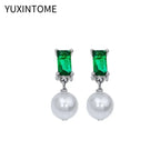 925 Silver Needle Pearl Huggie Hoop Earrings
