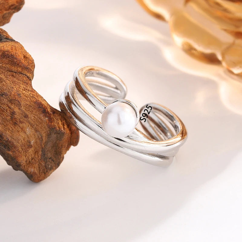 Irregular Shell Overlapping 925 Sterling Silver Ring