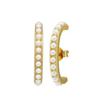 925 Silver Needle Pearl Huggie Hoop Earrings