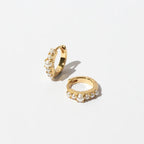 925 Silver Needle Pearl Huggie Hoop Earrings