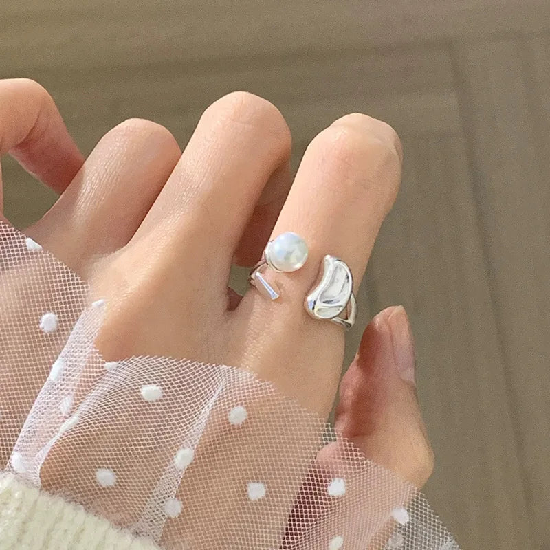 Irregular Shell Overlapping 925 Sterling Silver Ring