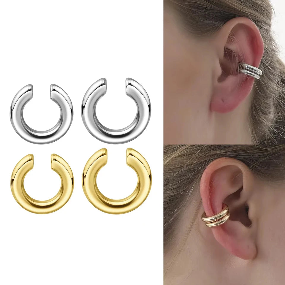 2-Piece Chunky Statement Non-Pierced Ear Cuff Set