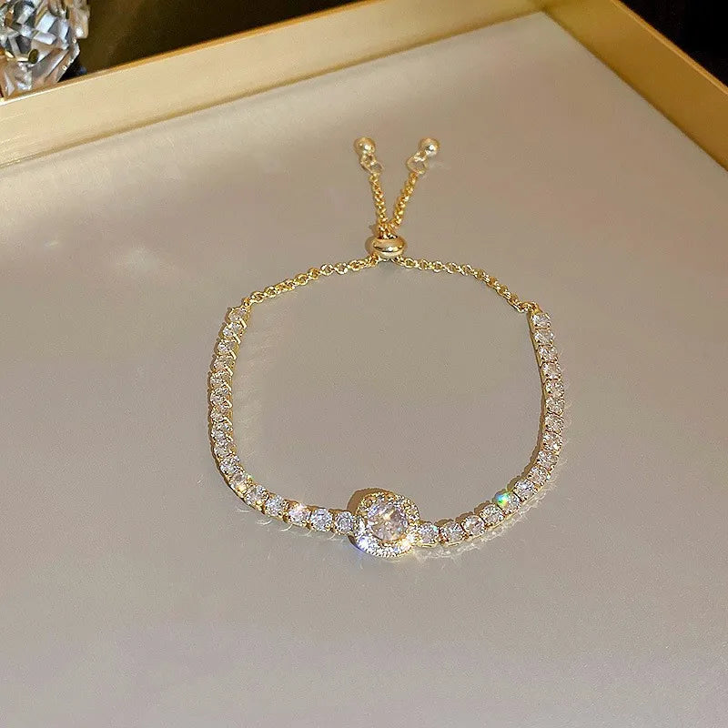 Soren Curved Wave Rhinestone Adjustable Bangle
