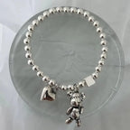 Orla Silver Bead Bracelet with Bear Charm