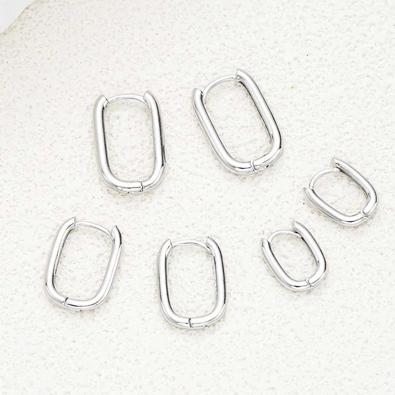 3-Pair Geometric Square Stainless Steel Hoop Earring Set