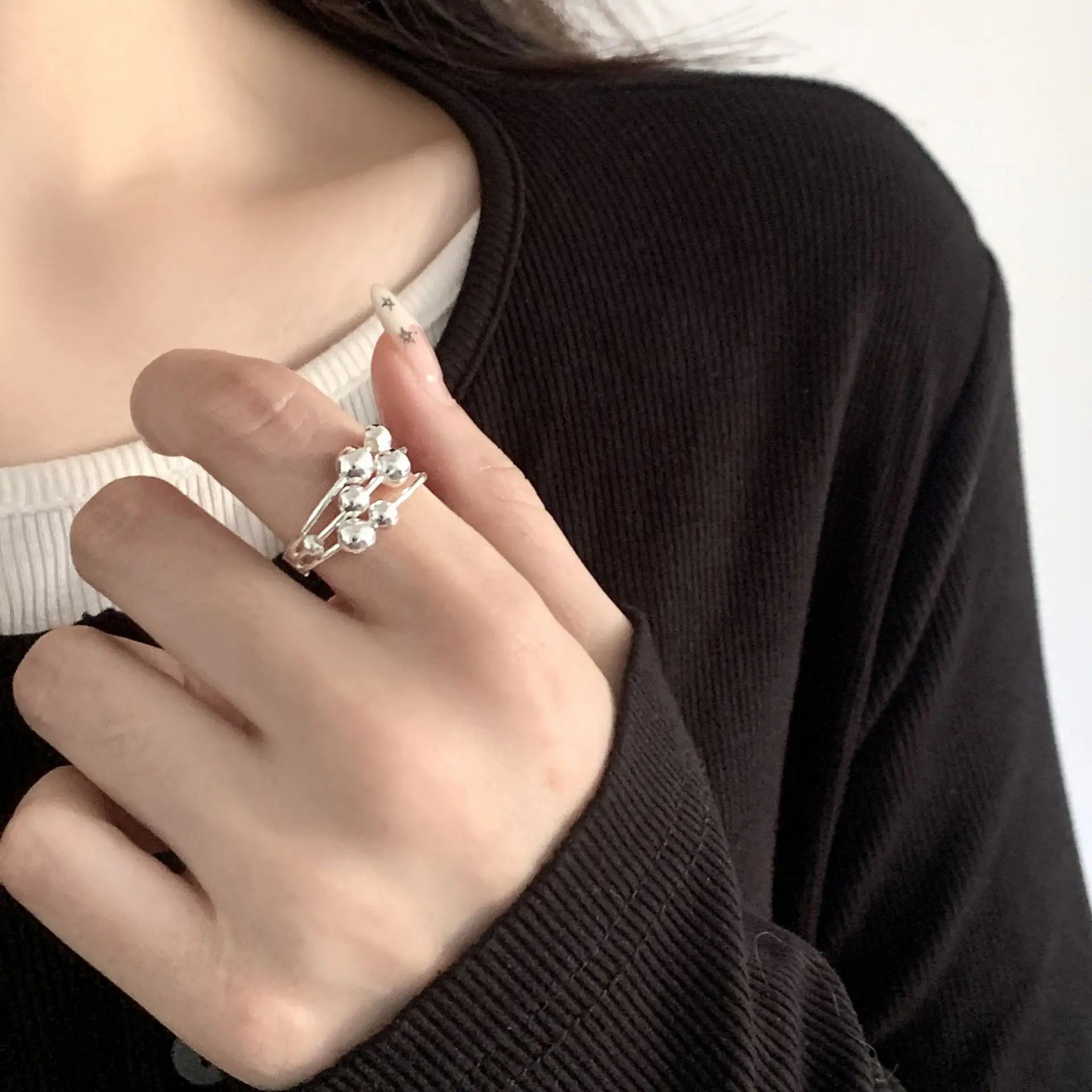 Irregular Shell Overlapping 925 Sterling Silver Ring