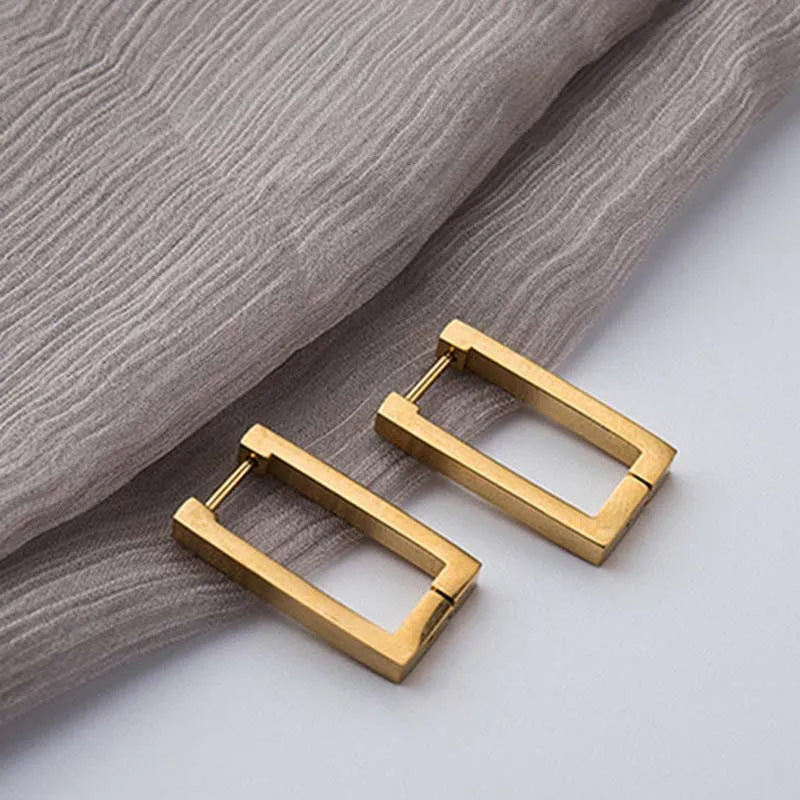 Geometric Gold-Tone U-Shape Hoop Earrings