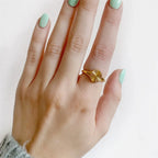 Chunky Dome Rays Texture Stainless Steel Signet Ring