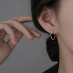 Shiny Geometric Silver-Tone Minimalist Hoop Earrings