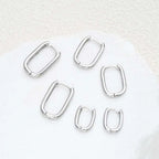 3-Pair Geometric Square Stainless Steel Hoop Earring Set