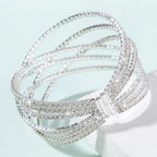 Vespera Six-Row Rhinestone Stretch Cuff Bangle