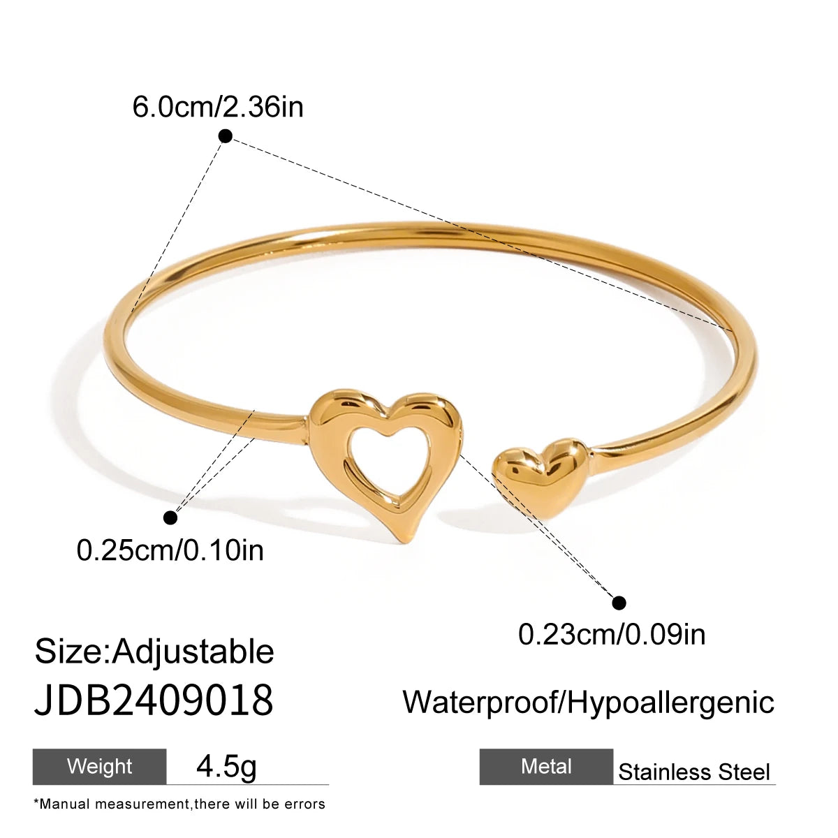 Astrid Oval Pearl and Open Heart Cuff Bangle
