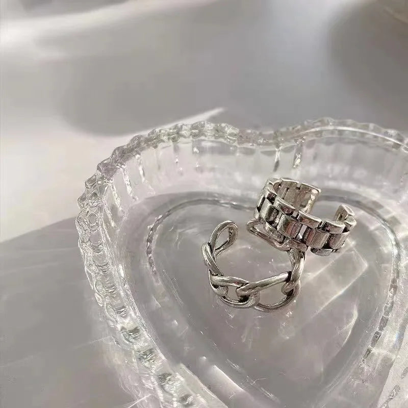 Geometric Cross Hollow Chain 925 Sterling Silver Ring