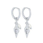 925 Silver Needle Pearl Huggie Hoop Earrings