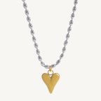 18K Gold Plated Stainless Steel Heart Bead Chain Necklace